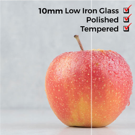 10mm, Tempered Low Iron Glass Shelves, Polished Edges