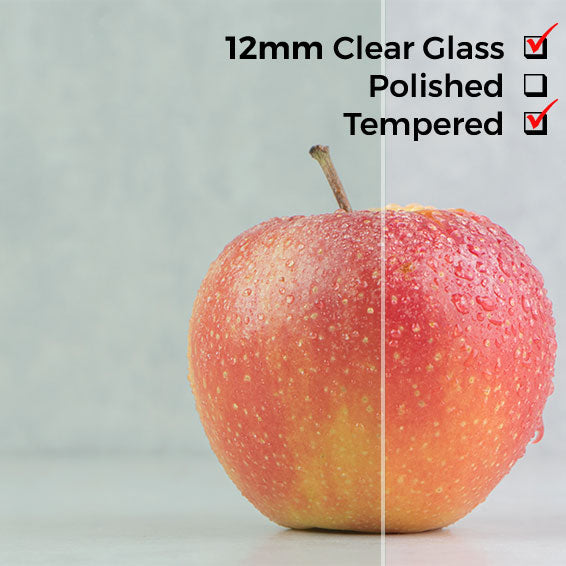 12mm, Tempered Cut to Size Clear Glass, No Edges Polishing