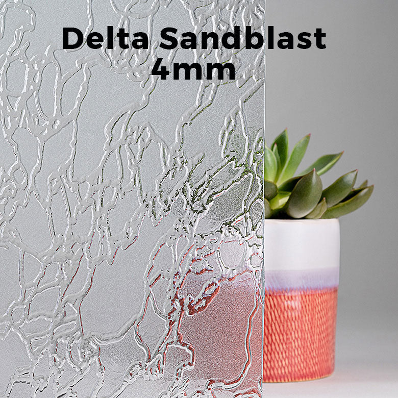 4mm, 12" x 60" Delta Sandblast Glass Shelves, Not Tempered, Polished Edges