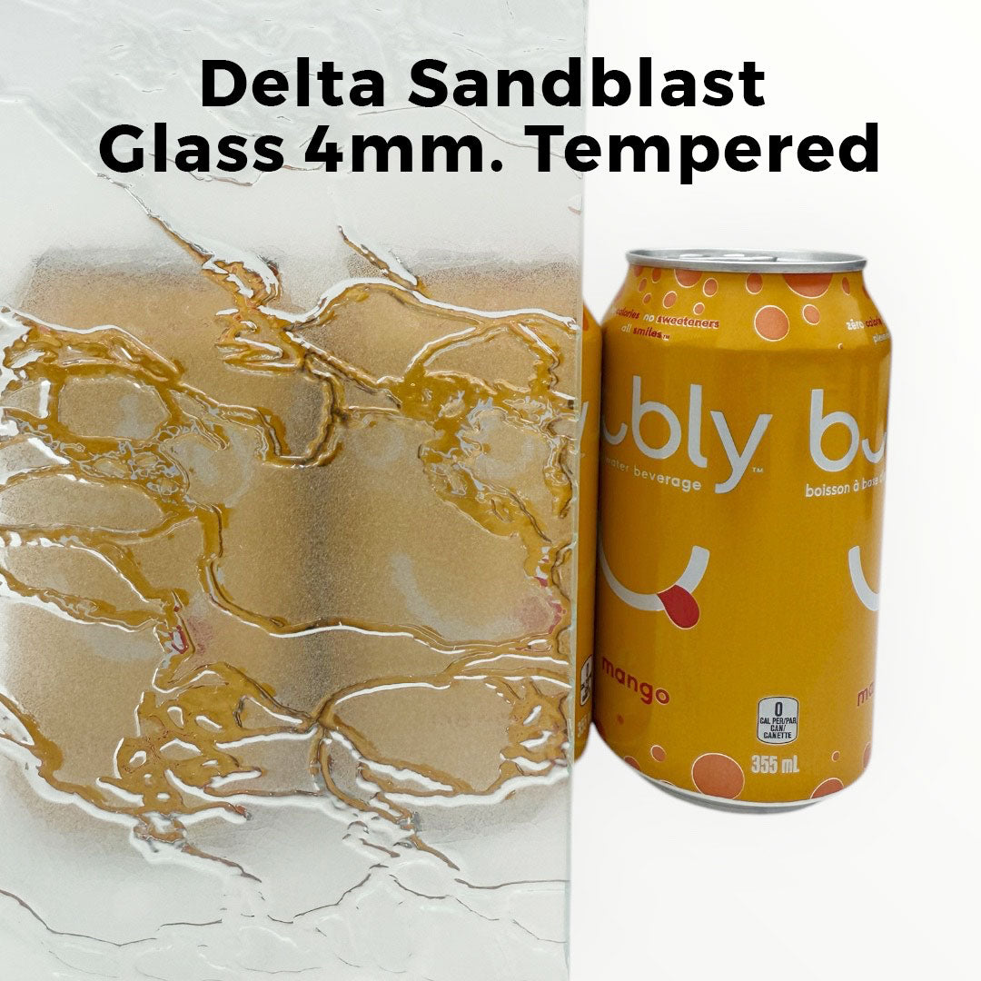 4mm, Tempered Delta Sandblast Glass, No Edges Polishing