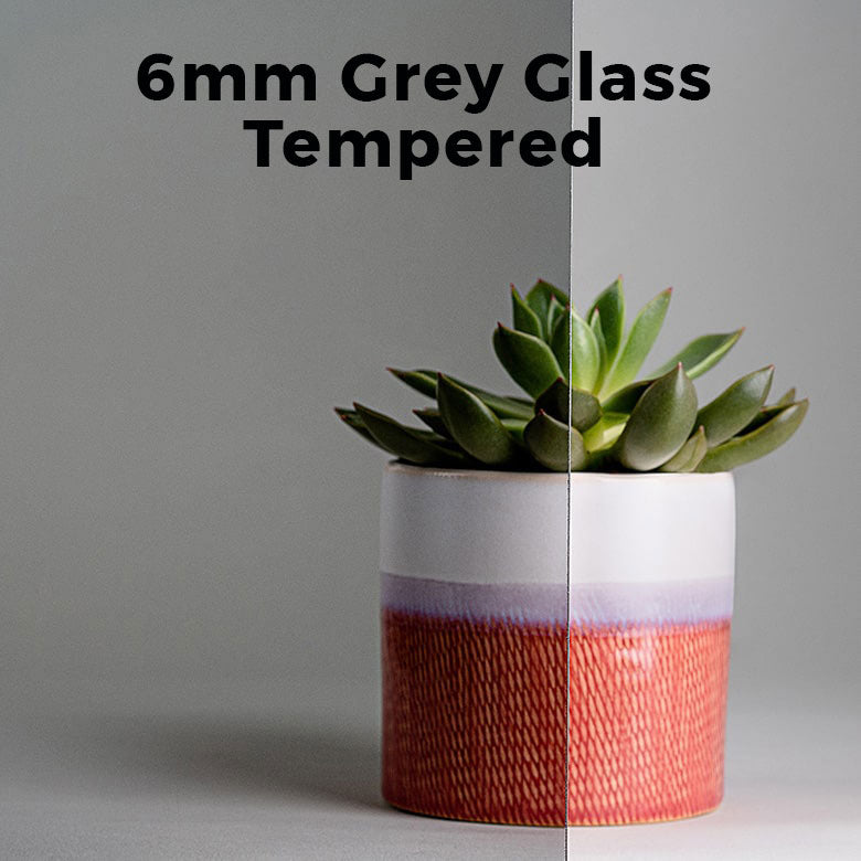6mm, 12" x 48" Tempered Grey Glass Shelves, Polished Edges