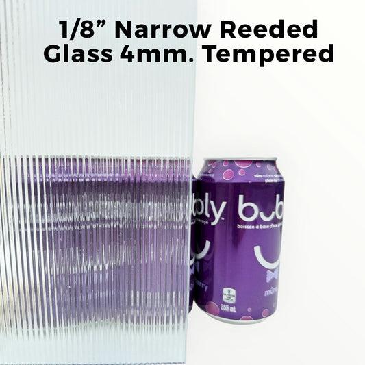 4mm, Tempered 1/8" Reeded Glass Shelves, Polished Edges