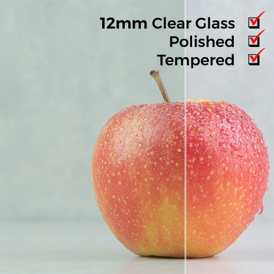 12mm, Tempered Clear Glass Shelves, Polished Edges