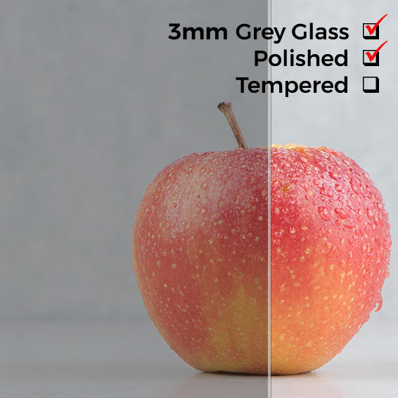 3mm, Grey Glass Shelves, Not Tempered, Polished Edges