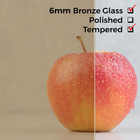 6mm, Tempered Cut to Size Bronze Glass, No Edges Polishing