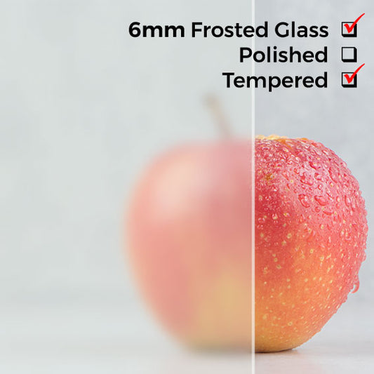 6mm, Tempered Cut to Size Frosted Glass, No Edges Polishing