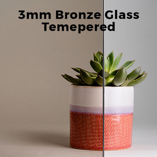 3mm, 12" x 60" Tempered Bronze Glass Shelves, Polished Edges