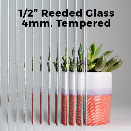 4mm, Tempered 1/2" Reeded Glass Shelves, Polished Edges
