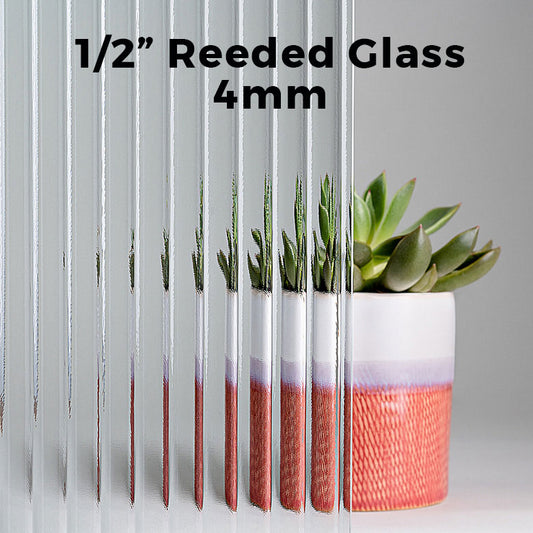 4mm, 1/2" Reeded Glass Shelves, Not Tempered, Polished Edges
