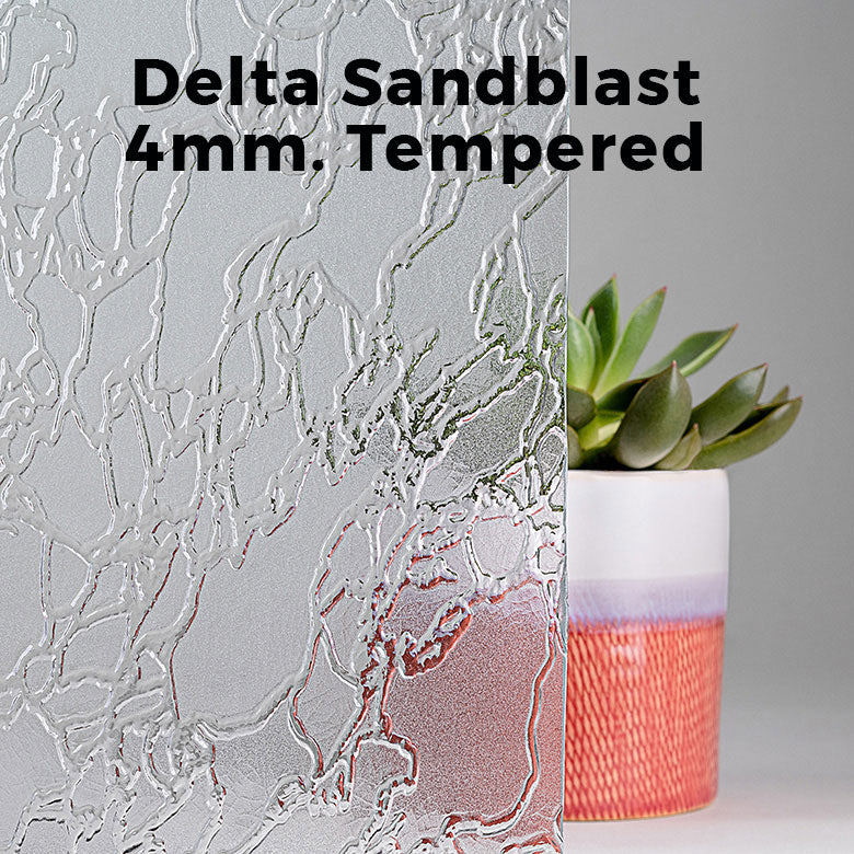 4mm, Tempered Delta Sandblast Glass Shelves, Polished Edges