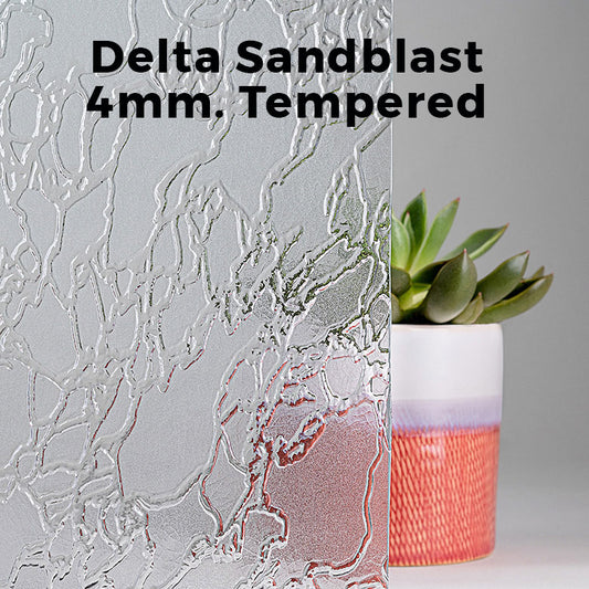 4mm, Tempered Delta Sandblast Glass Shelves, Polished Edges