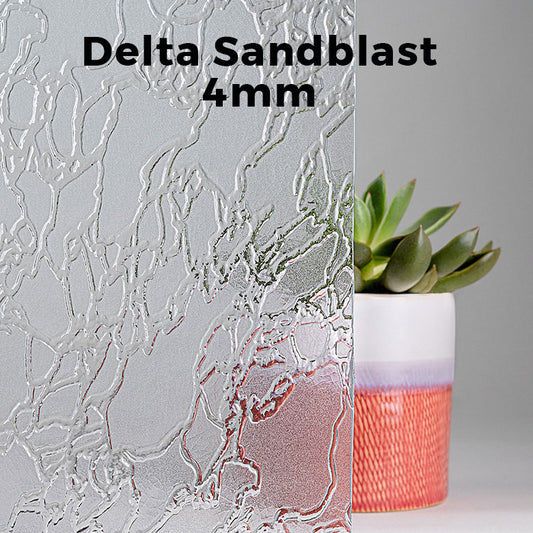 4mm, Delta Sandblast Glass Shelves, Not Tempered, Polished Edges