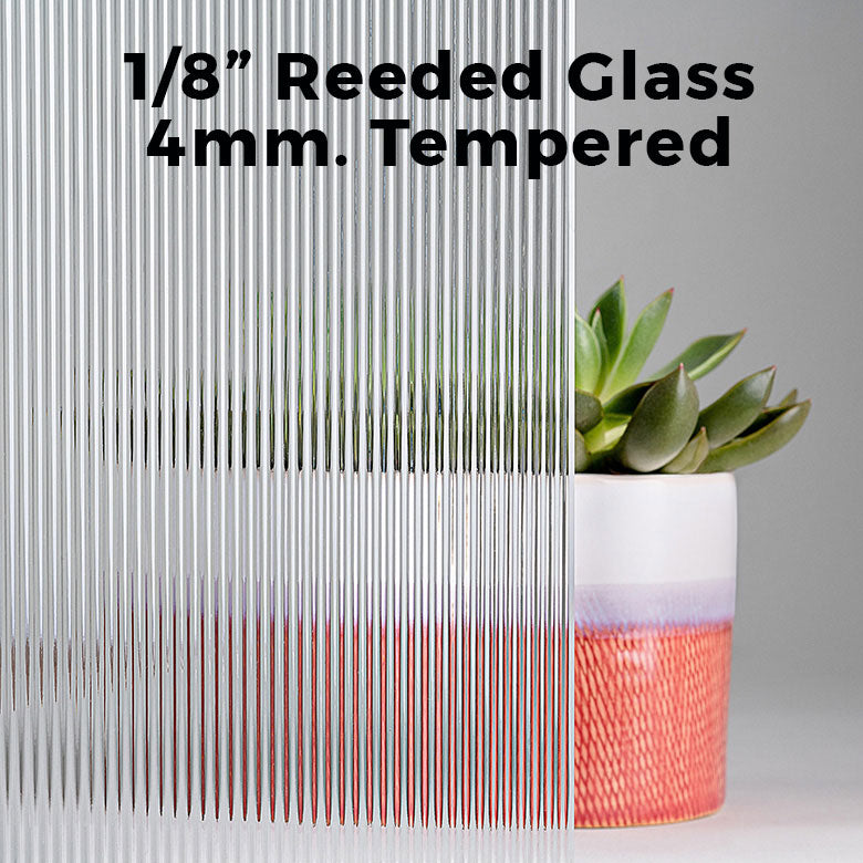 4mm, 24" x 24" Tempered 1/8" Reeded Glass Shelves, Polished Edges