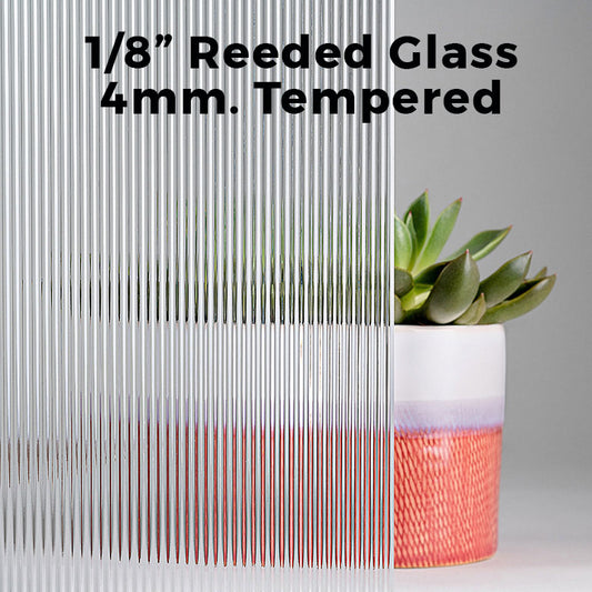 4mm, Tempered 1/8" Reeded Glass Shelves, Polished Edges