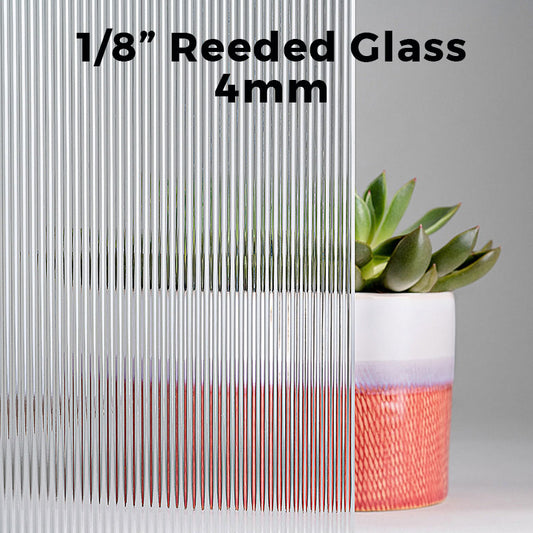 4mm, 1/8" Reeded Glass Shelves, Not Tempered, Polished Edges
