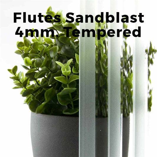 4mm, Tempered Flutes Sandblast Glass Shelves, Polished Edges