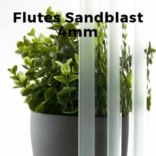 4mm, Flutes Sandblast Glass Shelves, Not Tempered, Polished Edges