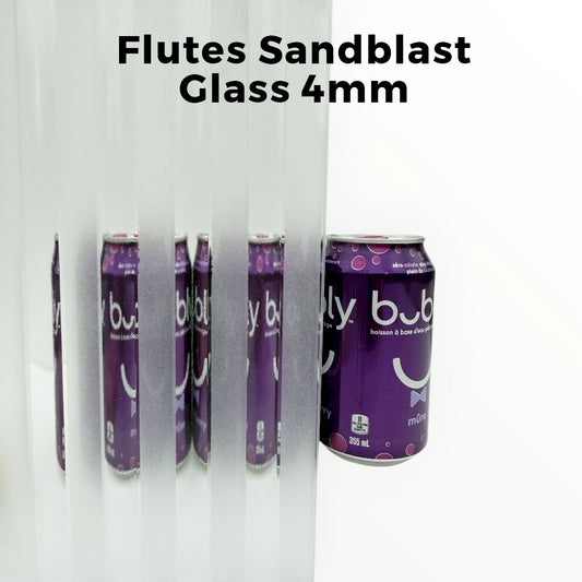 4mm, Flutes Sandblast Glass Shelves, Not Tempered, Polished Edges