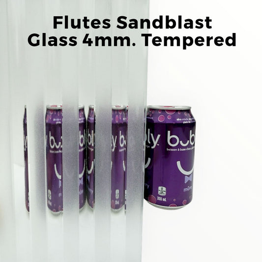 4mm, Tempered Flutes Sandblast Glass Shelves, Polished Edges