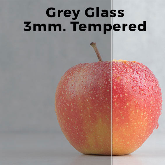 3mm, 12" x 12" Tempered Grey Glass Shelves, Polished Edges