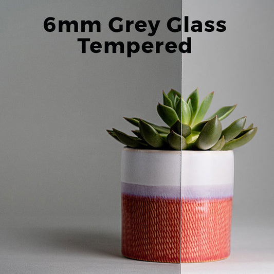 6mm, 24" x 24" Tempered Grey Glass Shelves, Polished Edges