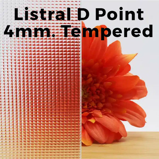 4mm, Tempered Listral D Point (1/16" Squares) Glass Shelves, Polished Edges