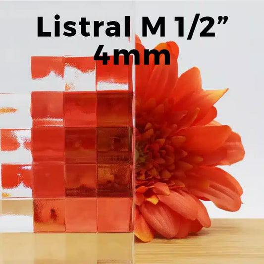 4mm, Listral M Point (1/2" Cross Reeded) Glass Shelves, Not Tempered, Polished Edges