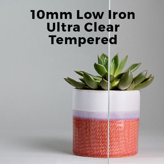 10mm, 12" x 60" Tempered Low Iron Glass Shelves, Polished Edge
