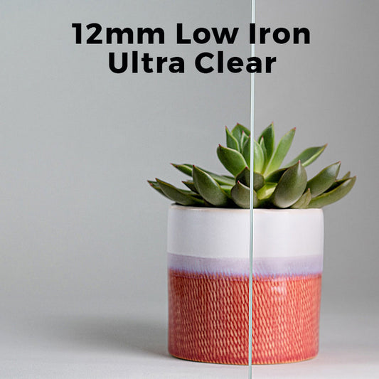 12mm, 12" x 60" Low Iron Glass Shelves, Not Tempered, Polished Edge