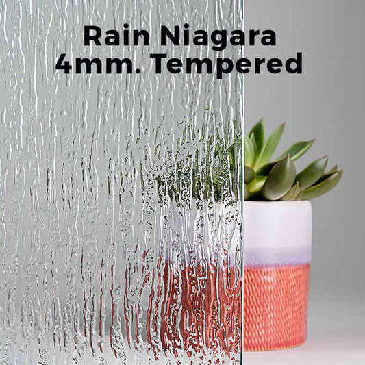 4mm, Tempered Rain Niagara Glass Shelves, Polished Edges