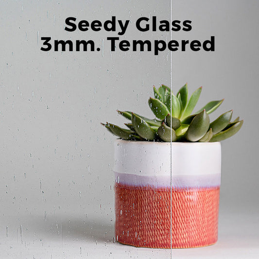 3mm, Tempered Seedy Glass, Polished Edges